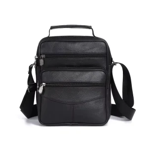 Classic Fashion Leather Men’s Messenger Bag Large Capacity Multiple Pockets