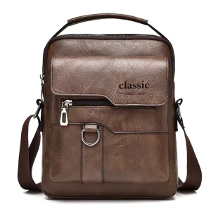 Classic Handmade Pu Leather Messenger Bag Men Vintage
