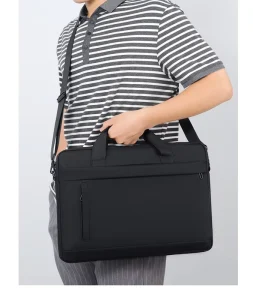 Classic Men’s Business Large Capacity Laptop Bag Waterproof Black Fashionable Briefcase for Work