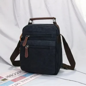 Classic Men’s Messenger Bag Durable Canvas Crossbody Sling Shoulder Bag for Daily Travel Custom Logo