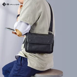 Classic Sacoche Homme Genuine Leather Messenger Bag Men Magnetic Buckle Crossbody Bag for Daily Commuting