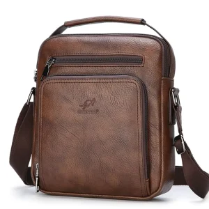 Classic Top Quality Men’s Cross Bag Messenger Bag PU Leather Business Thick Messenger Bag for Men