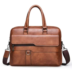 Classic Vintage Design Light Weight Handbag Laptop Crossbody Bag Men’s Business Briefcase for Work and Office