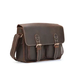 Classic Vintage Genuine Leather Messenger Shoulder Crossbody Bag for Men Practical Brown Custom Logo for Summer Spring