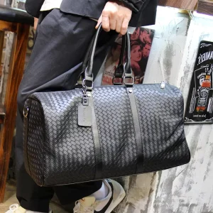 Classic Woven Men’s Tote Short Trip Travel Bag Large Capacity Fashion Trend Duffel Bag