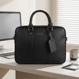 Classic Zipper Closure Men’s Briefcase Portable Business Messenger Bag