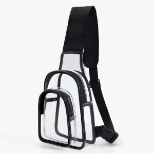 Clear Sling Casual Chest Daypack PVC Crossbody Duffel Bag Transparent Messenger Bag Men’s Chest Bag for Hiking Stadium Concerts