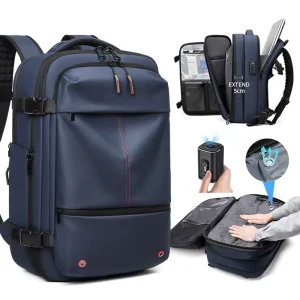 Compressing Backpack Expandable 17″ Laptop Compartment Portable Luggage Strap Waterproof Men’s Backpack