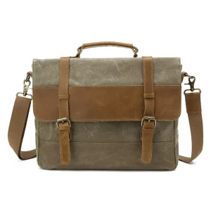 Computer Handbag for Men Business Commute Shoulder Bag Zipper Closure Striped Pattern for Leisure Messenger