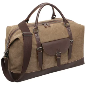 Costom logo Canvas Duffle Bag Vintage Retro Waterproof Men Gym Canvas Duffle Bag for Weekend Outdoor Travel Overnight