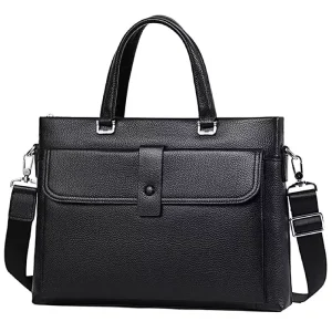 Cow Leather Men’s Briefcases with Soft Padded Laptop Bag for Men Luxury Design Shoulder Messenger Bag for Business Trip