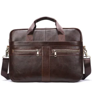 Cowhide Business Laptop Briefcase Large Capacity Men’s Travel Briefcase Waterproof and Moisture-proof Briefcase for Men