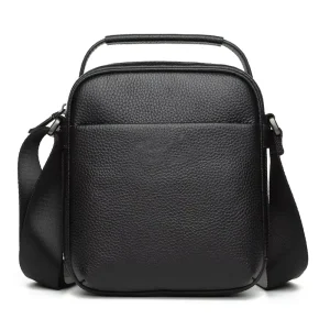Cowhide Genuine Leather Messenger Bag for Men Single Shoulder Crossbody Bag with Portable Short Handle