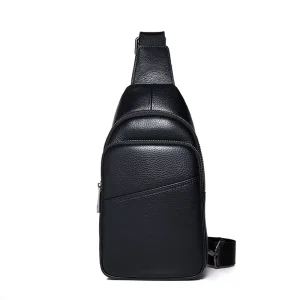 Cowhide Leather Men’s Chest Bag with Single Shoulder Strap Multi functional Luxury Design Man Shoulder Bag