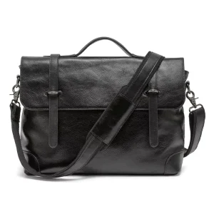 Cowhide Leather Men’s Laptop Briefcase with Detachable Shoulder Strap with Interior Zipper Pocket Man Messenger Bag