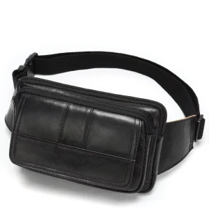 Cowhide Leather Waist Pouch Bag Leather Sling Waist Bag For Hiking Running Travel Fanny Pack For Men And Women