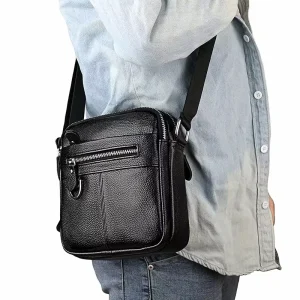 Cowhide Men’s Messenger Bag Business Casual Handbag Men’s Leather Messenger Bag Large Capacity