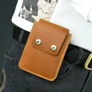 Cowhide Men’s Waist Bag Belt Multi card Slot Passport Holder Magnetic Buckle Multi functional Card Holder