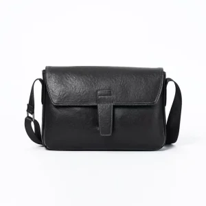 Cowhide Square Bag Genuine Smooth Leather Crossbody Pack Casual Sling Shoulder Side Messenger Bag for Men