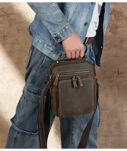 Crazy Horse Genuine Leather Single Shoulder Crossbody Bag Fashionable Multi Functional Top Cowhide Leather Bags