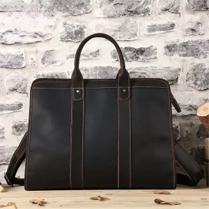 Crazy Horse Leather 15.6 Inch Laptop Briefcase Genuine Leather Handbag Document Cover Business Executives Men’s Bag Light