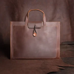 Crazy Horse Leather Handbag Business Computer Leather Briefcase Conference Top Layer Cowhide Tablet Computer Men’s Handbag