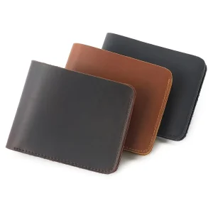 Crazy Horse Leather Men’s Wallet Multi-position Short Business Vintage Genuine Leather Wallet