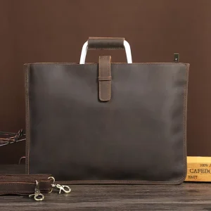 Crazy Horse Skin Retro Men’s Briefcase Leather Portable Layer Cowhide Business Computer Bag Shoulder Laptop Bag