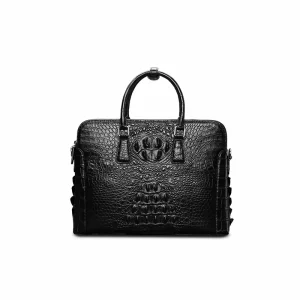 Crocodile Bone Back Leather Computer Bag Men’s Bag Business Casual Leather Handbag Diagonal Cross Backpack Briefcase
