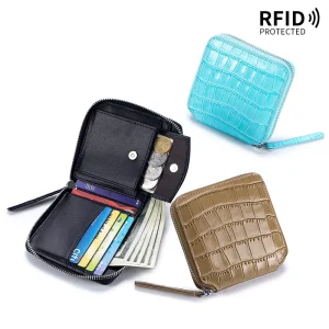 Crocodile Grain Cowhide Wallet Card Bags Coin Purse Genuine Leather Anti theft RFID Men’s and Women’s Purse Card Bags