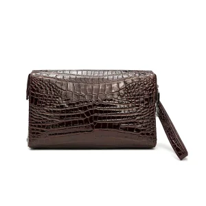 Crocodile Men’s Leather Clutch Bag Fashion Leather Handbag Casual Large Capacity Business Bag