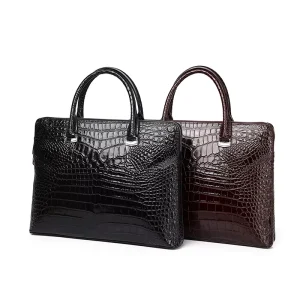 Crocodile Pattern Briefcase with Password Lock Laptop Bag Men’s Handbag Business Leather Bag