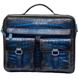 Crocodile Pattern Genuine Leather Men’s Business Bag Real Crocodile Skin Briefcase