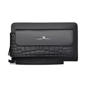 Crocodile Pattern Men’s Handbag Fashion Large Capacity Handbag Double Zipper Multi Card PU Leather Handbag BusinessMen’s Bag