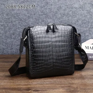 Crocodile-Patterned Men’s Shoulder Crossbody Bag Business Fashion Backpack Trendy Men’s Bag Outdoor Small Shoulder Bag