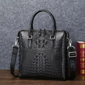 Crocodile-patterned Fashion Briefcase Business Document Bag Men’s Large-capacity Handbag Single-shoulder Men’s Bag