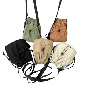 Cross Border Japanese Style Nylon Men’s Crossbody Bag Mini Drawstring Bucket Bag Lightweight Casual Instagram Style Bag