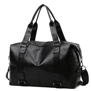 Cross Border Korean Style Large Capacity Multi-Functional Men’s Handbag Casual Business Trip Storage Travel Bag Geometric PU