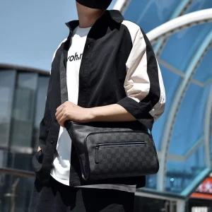 Cross-Border Men’s PVC Chest Bag with Zipper Closure Casual Shoulder Bag
