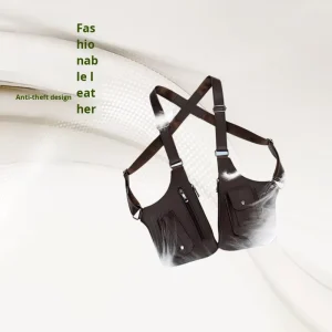 Cross-Border New Men’s PU Strap Vest Tactical Bag Outdoor Invisible Underarm Anti-Theft Sports Fashion Backpack Burden Reduction