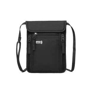 Cross-Border Waterproof Nylon RFID ID Bag, Multi-Function Organizer, Hanging Neck Passport Holder for Travel Abroad
