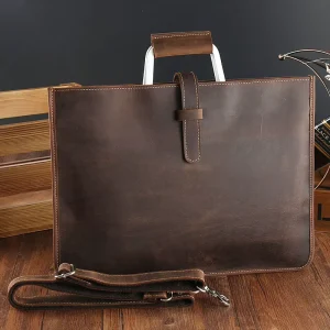 Cross Style Retro Business Briefcase Leather Top Layer Cowhide Men’s Handbag Shoulder Bag