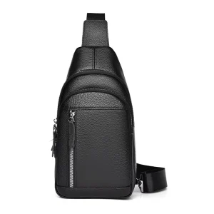 Cross-border Custom Logo Men’s High-end Genuine Leather Cowhide Waterproof Chest Bag Casual Cowhide Crossbody Sling Bag