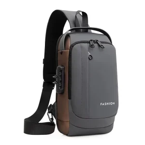 Cross border Fashion Mens Nylon Chest Bag Combination Lock Anti theft Trendy Large capacity Waterproof Abrasion resistant Bag