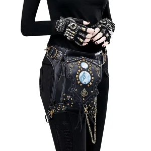 Cross border Fashion New for WISH Vintage Steampunk PU Cover Shoulder Crossbody Chain Bag Women’s Waist Bag Men’s Trend