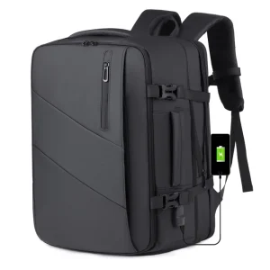 Cross-border Fashionable Light Large-capacity USB Oxford Polyester Lining Men’s Computer Backpack Business Elite Expandable