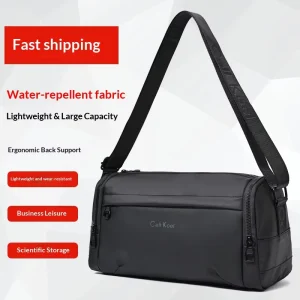 Cross border Genuine Leather Logo Waterproof Ultra light Zipper Closure Men’s Shoulder Bag Backpack Large Capacity Handbag