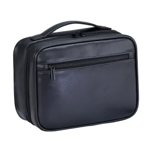 Cross border Large capacity PU Zipper Top Handle Partition Bag Men’s Business Storage Waterproof Makeup Bag