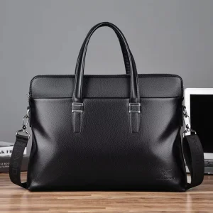 Cross-border Light Luxury Men’s PU Waterproof Large Capacity Crossbody Shoulder Briefcase Business Travel Bag