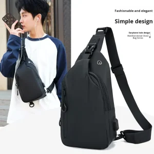 Cross border Men’s Chest Bag Fashion Simple Business Outdoor Travel Portable Casual Crossbody Waterproof Lightweight Zipper